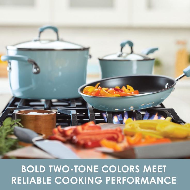 Blue Nonstick Cookware Set with Containers, 19-Piece