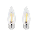 Feit Electric 60W Equivalent B10 Candelabra Dimmable Filament CEC Title 20 Clear Glass Chandelier LED Light Bulb, Daylight (2-Pack)