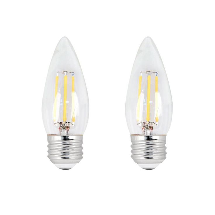 Feit Electric 60W Equivalent B10 Candelabra Dimmable Filament CEC Title 20 Clear Glass Chandelier LED Light Bulb, Soft White (2-Pack)