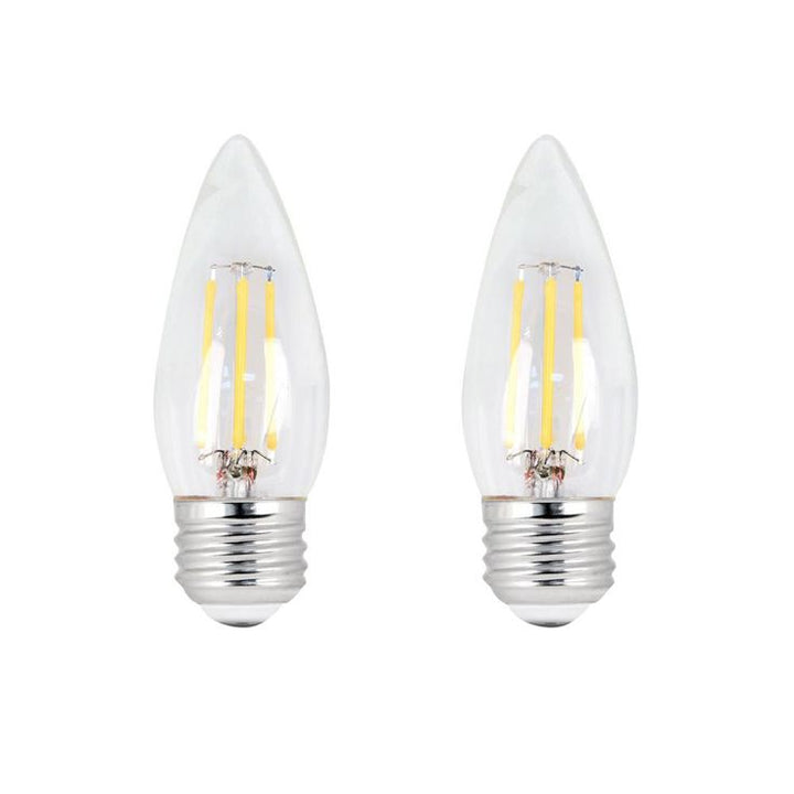 Feit Electric 60W Equivalent B10 Candelabra Dimmable Filament CEC Title 20 Clear Glass Chandelier LED Light Bulb, Soft White (2-Pack)