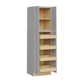 Home Decorators Collection Grayson 24 in. W x 24 in. D x 90 in. H Assembled Plywood Pantry Kitchen Cabinet in Pearl Gray with 4ROT Soft Close