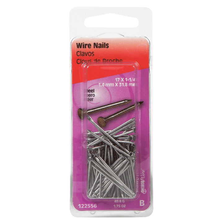 Hillman 1-1/4 in Wire Bright Steel Nails, Flat Head