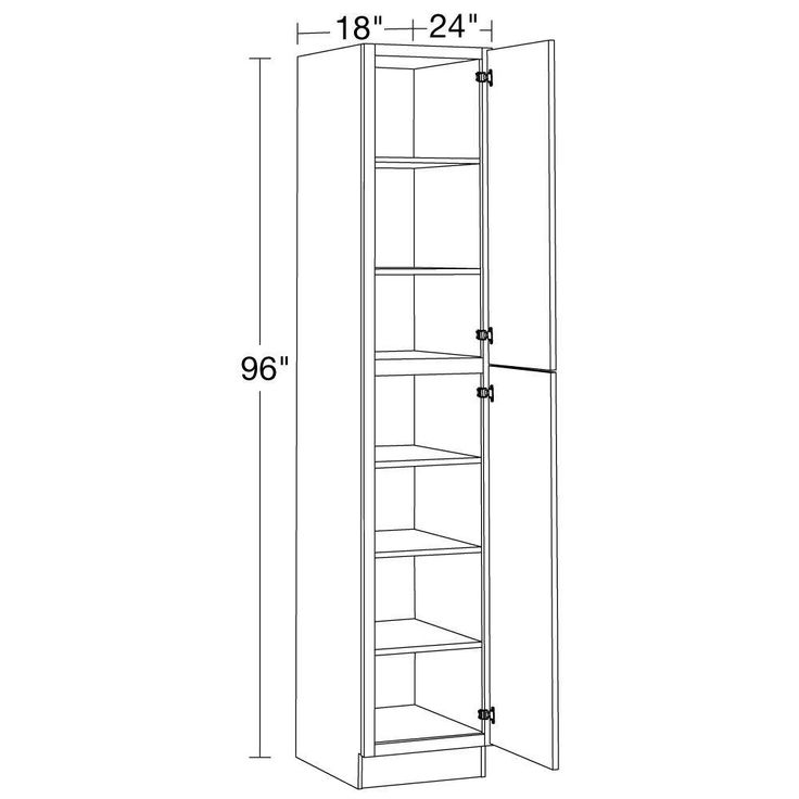 Home Decorators Collection Washington 18 in. W x 24 in. D x 96 in. H Assembled Plywood Pantry Kitchen Cabinet in Onyx with Soft Close RH