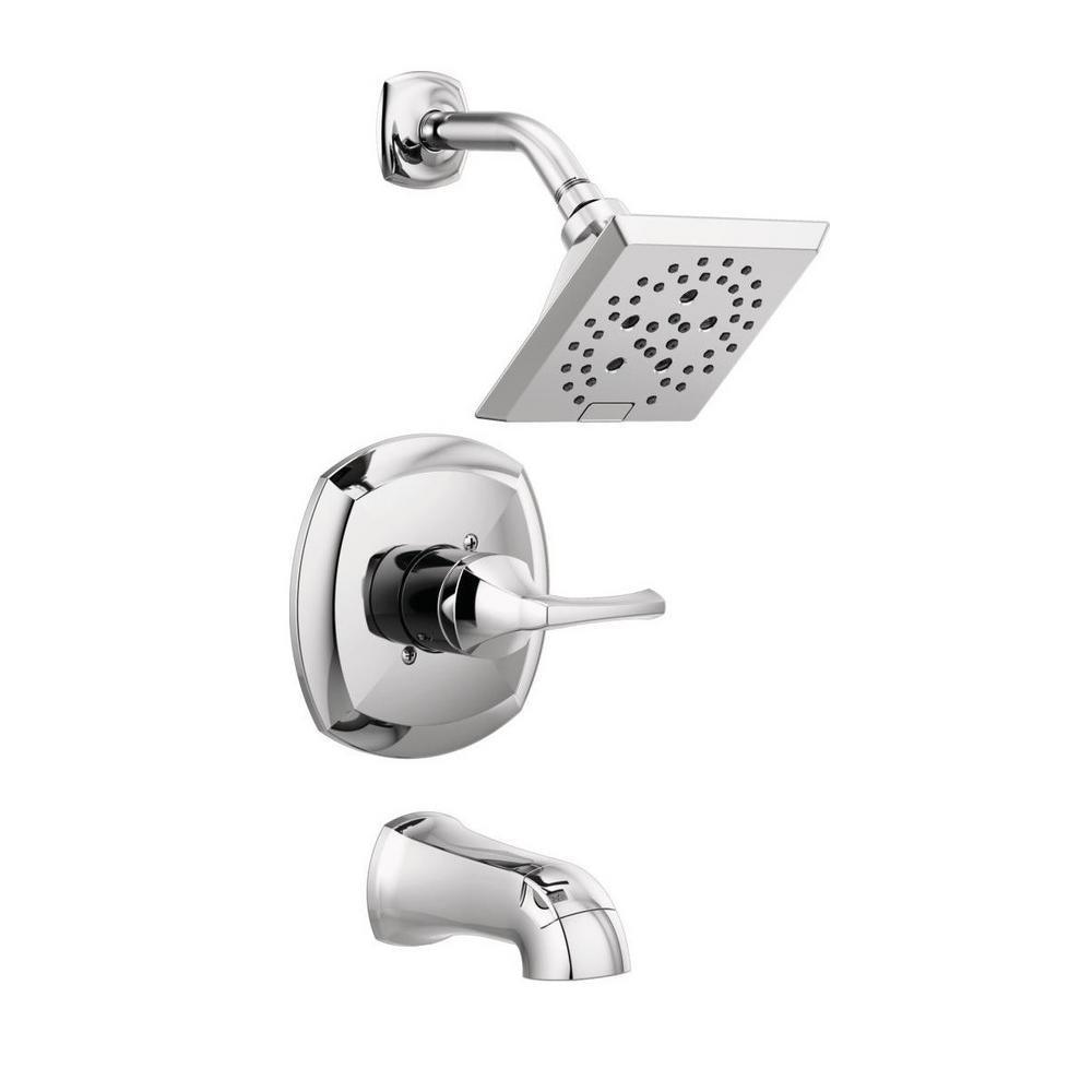 Portwood Single-Handle 5-Spray Tub and Shower Faucet with H2Okinetic in SpotShield Brushed Nickel (Valve Included) - Super Arbor