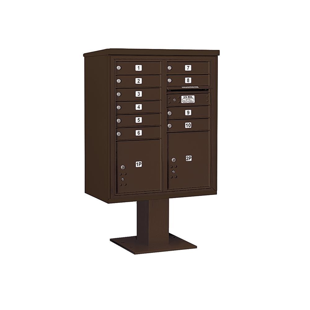 3400 Horizontal Series 10-Compartment 2-Parcel Locker Pedestal Mount Mailbox - Super Arbor