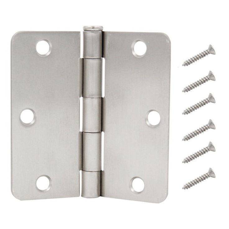 3-1/2 in. x 1/4 in. Radius Satin Nickel Door Hinge
