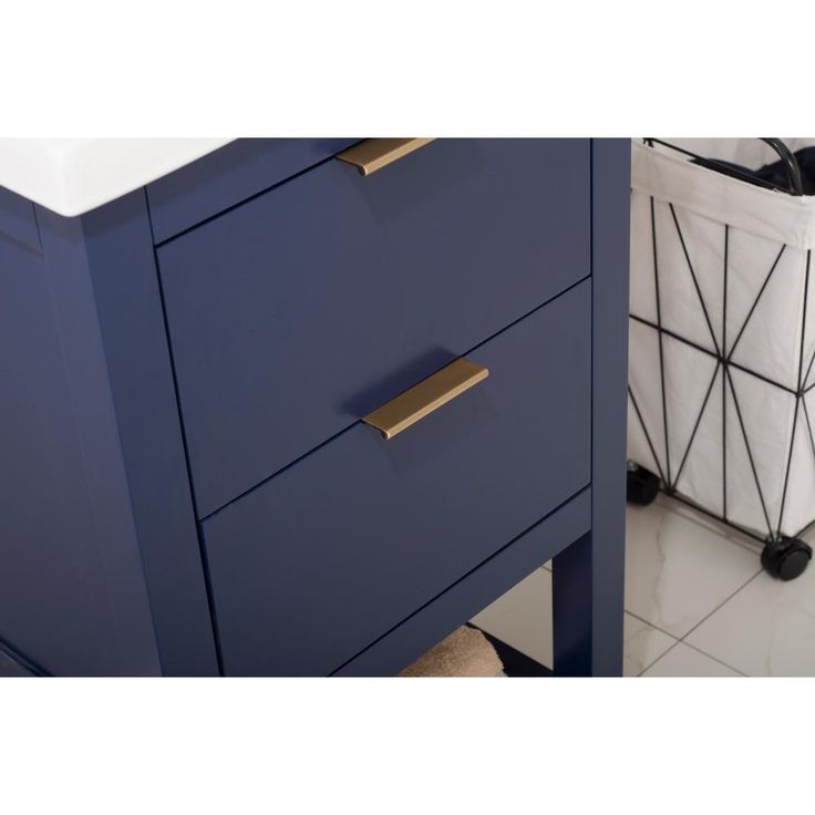 Klein 20 in. W x 15 in. D Bath Vanity in Blue with Porcelain Vanity Top in White with White Basin