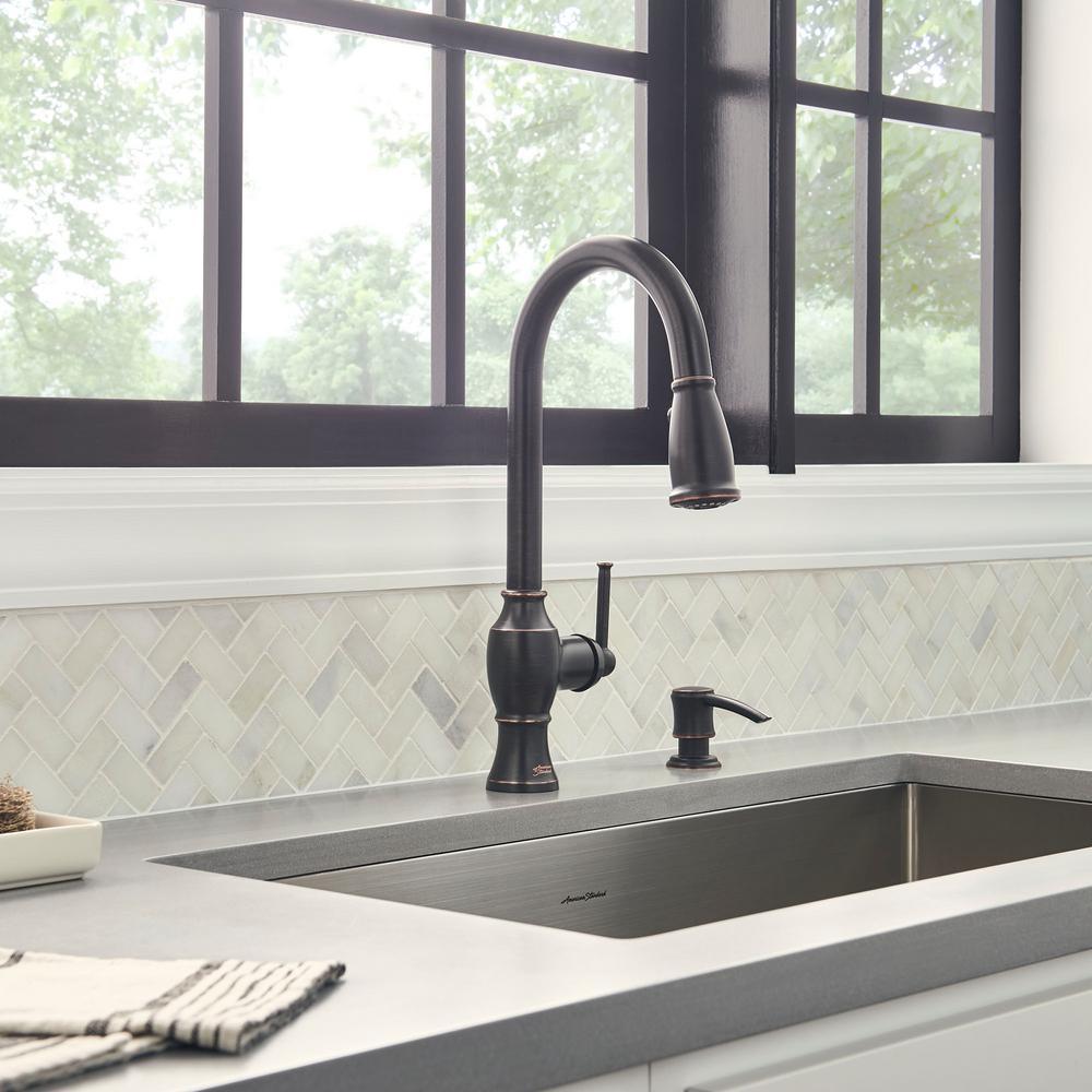 Marchand Single Handle Pull-Down Sprayer Kitchen Faucet in Legacy Bronze - Super Arbor