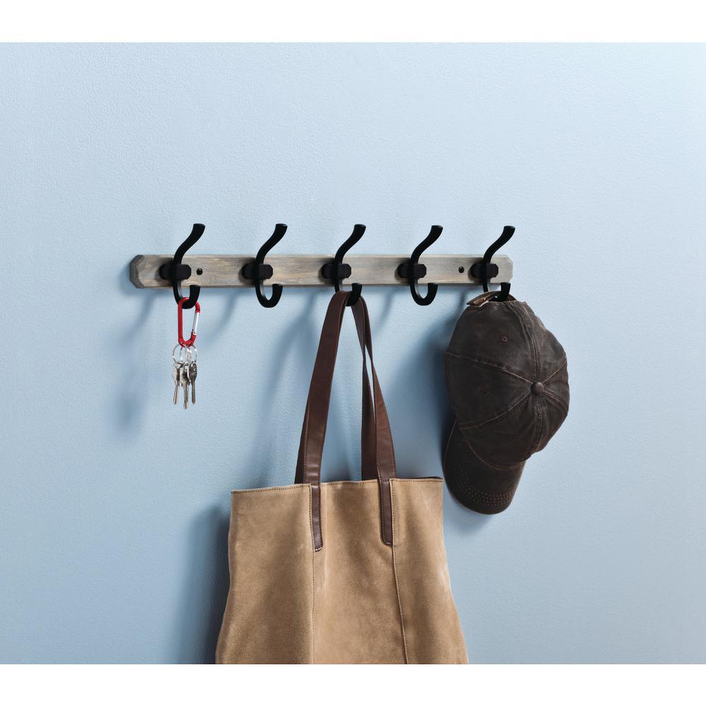 24 in. Graywash and Matte Black Hook Rack - Super Arbor