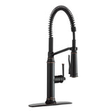 Linscott Single-Handle Coil Springneck Pull-Down Sprayer Kitchen Faucet in Matte Black - Super Arbor