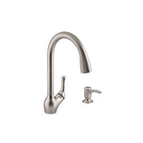 Barossa Single-Handle Pull-Down Sprayer Kitchen Faucet with Soap/Lotion Dispenser in Vibrant Stainless - Super Arbor