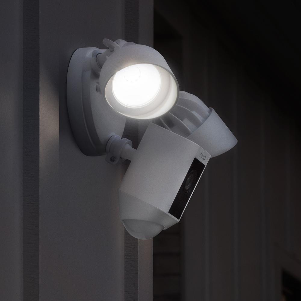 Outdoor Wi-Fi Wired Standard Surveillance Camera with Motion Activated Floodlight with Chime Pro in White (2-Pack) - Super Arbor
