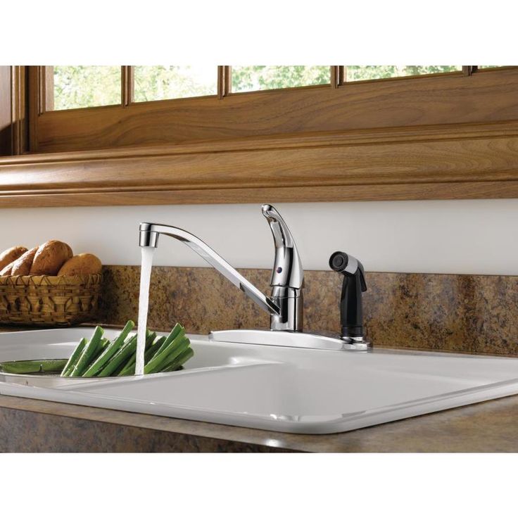 Peerless Core Chrome 1-Handle Deck-Mount Low-Arc Handle Kitchen Faucet