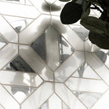 MSI Geometrica 12 in. x 12 in. x 10mm Bianco Dolomite Polished Marble Mesh-Mounted Mosaic Tile (10 sq. ft. / case)