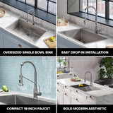 Loften All-in-One Dual Mount Drop-In Stainless Steel 33 in. 2-Hole Single Bowl Kitchen Sink with Pull Down Faucet
