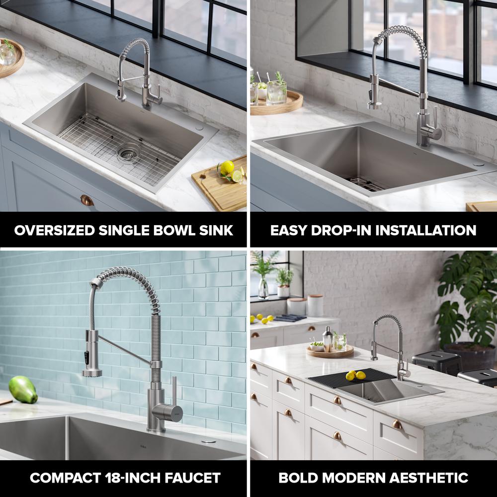 Loften Dual Mount Drop-In Stainless Steel 25 in. 1-Hole Single Bowl Kitchen Sink - Super Arbor
