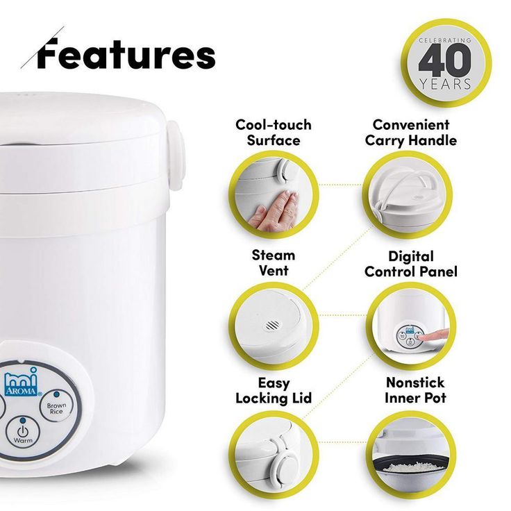 3-Cup White Mini Rice Cooker with Non-Stick Cooking Pot