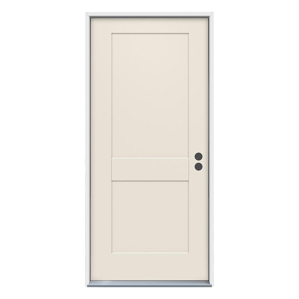 32 in. x 80 in. 2-Panel Craftsman Primed Steel Prehung Right-Hand Inswing Front Door - Super Arbor
