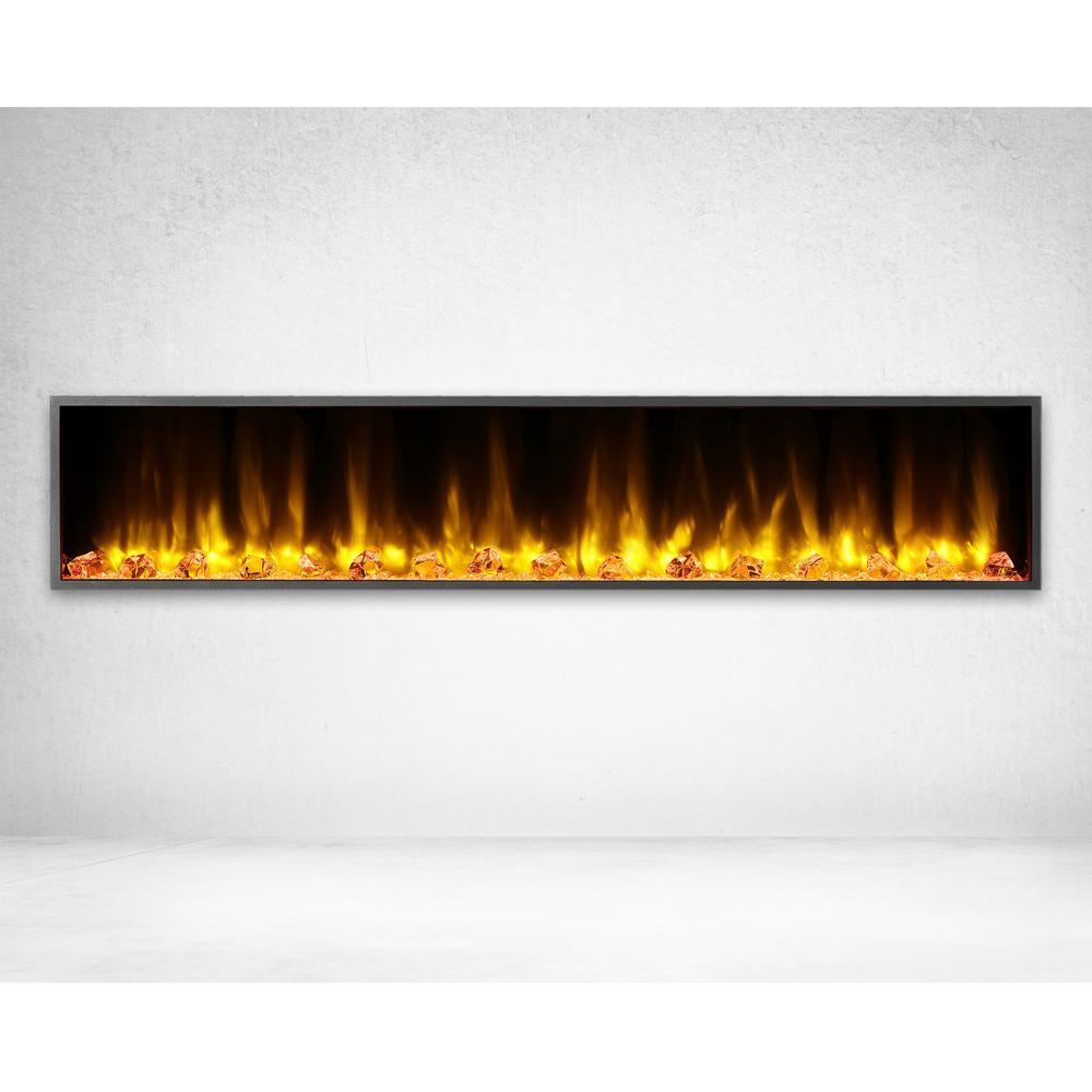 80 in. Harmony Built-in LED Electric Fireplace in Black Trim - Super Arbor