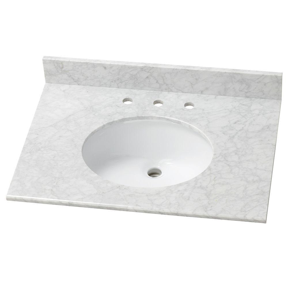 31 in. x 22 in. Stone Effects Vanity Top in Cascade with White Sink - Super Arbor