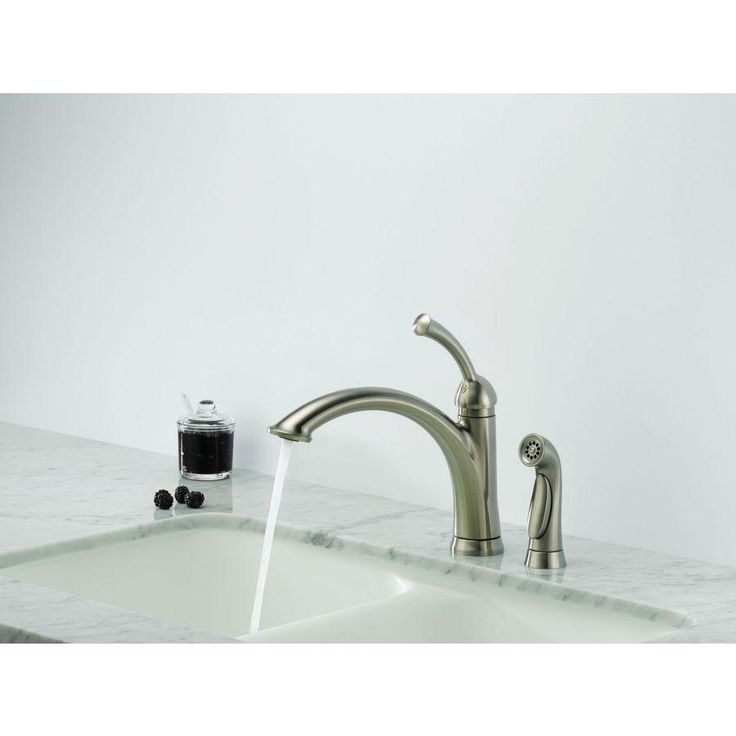 Delta Lewiston Stainless 1-Handle Deck-Mount High-Arc Handle Kitchen Faucet (Deck Plate Included)