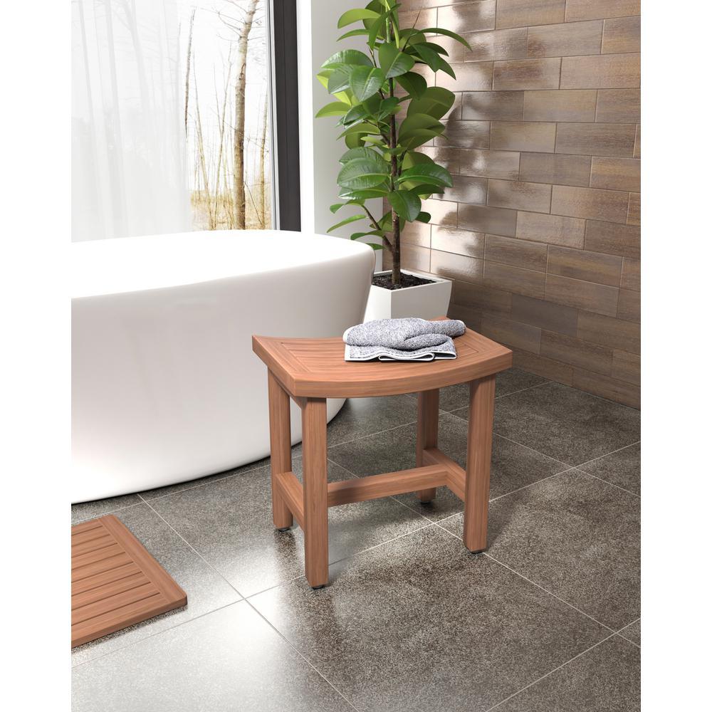 Patented 18 in. Sumba Lotus Teak Shower Bench - Super Arbor