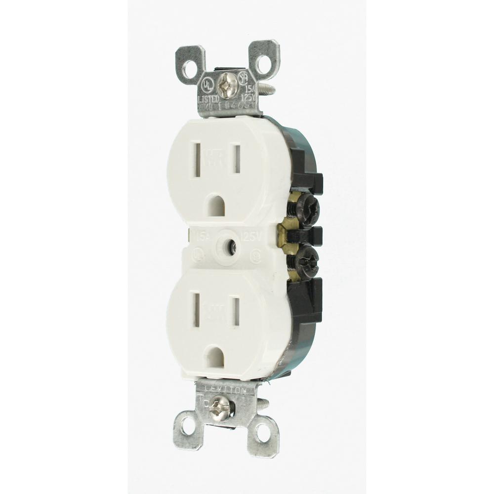 15 Amp Weather and Tamper Resistant Duplex Outlet, White - Super Arbor