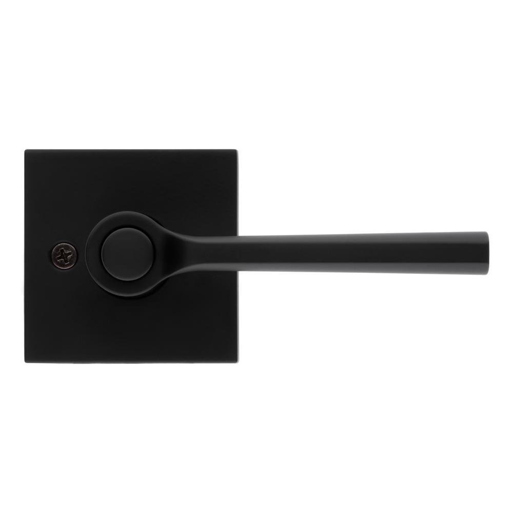 Lisbon Iron Black Square Exterior Entry Door Lever featuring SmartKey Security - Super Arbor