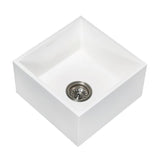 Undermount Solid Surface White Stone Square 15 in. Single Basin Bar/Prep Sink in Matte White