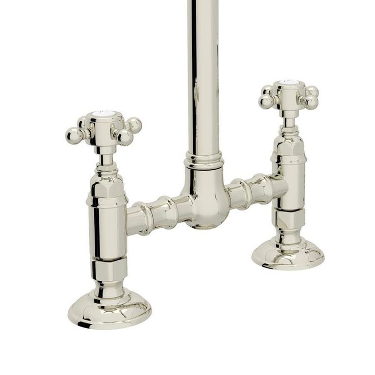 Rohl Country Kitchen Polished Nickel 2-Handle Deck-Mount Bridge Handle Kitchen Faucet