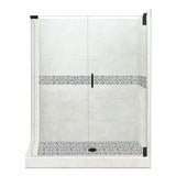 Del Mar Grand Hinged 36 in. x 42 in. x 80 in. Right-Hand Corner Shower Kit in Natural Buff and Chrome Hardware - Super Arbor