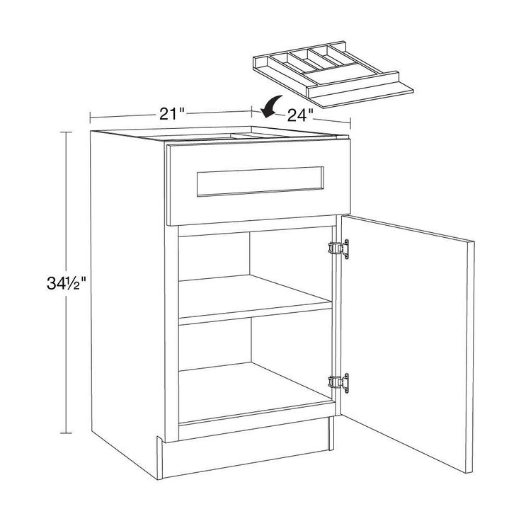 Home Decorators Collection Newport 21 in. W x 24 in. D x 34.5 in. H Assembled Plywood Base Kitchen Cabinet in Pacific White with Cutlery RH