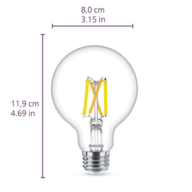 Philips 40-Watt Equivalent G25 Dimmable LED Light Bulb Clear Glass with Warm Glow Effect (2700K) (2-Pack)
