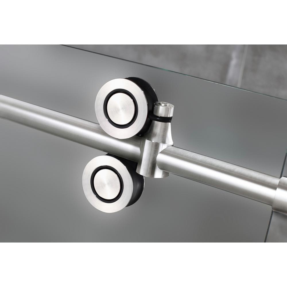 Langham XL 68 - 72 in. x 80 in. Frameless Sliding Shower Door with Ultra-Bright Frosted Glass in Stainless Steel - Super Arbor