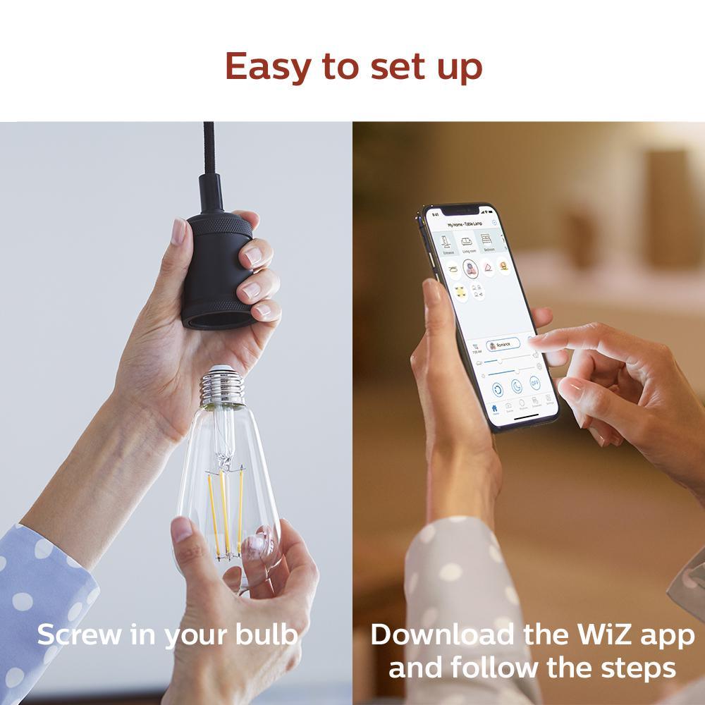 Soft White ST19 LED 40-Watt Equivalent Dimmable Smart Wi-Fi Wiz Connected Wireless Light Bulb (4-Pack) - Super Arbor
