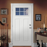 JELD-WEN 32 in. x 80 in. 6 Lite Craftsman Primed Steel Prehung Right-Hand Inswing Prehung Front Door