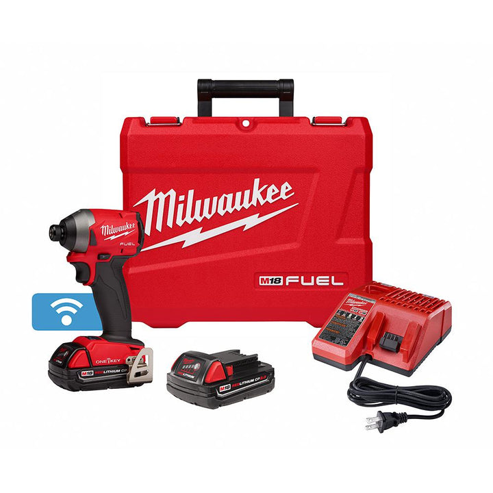M18 FUEL ONE-KEY 18-Volt Lithium-Ion Brushless Cordless 1/4 in. Hex Impact Driver Kit W/ (2) 2.0Ah Batteries, Hard Case - Super Arbor