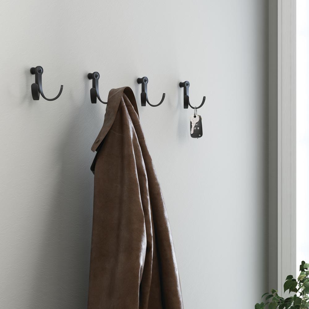 Rustic Farmhouse 3 in. Flat Black Double Prong Hook - Super Arbor