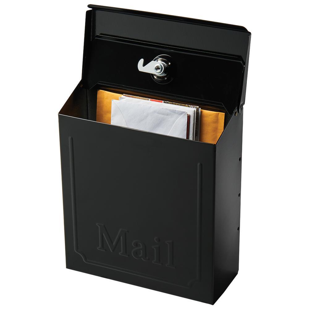 Townhouse Small, Vertical, Locking, Steel, Wall Mount Mailbox, Black - Super Arbor
