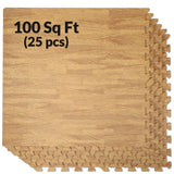 Clevr EVA Foam Interlocking Floor Mat, Light Wood, 25 pcs, 100 sq. ft.