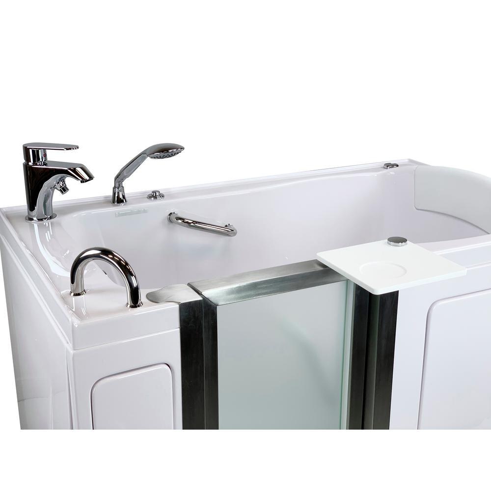 Royal 52 in. Acrylic Walk-In Whirlpool Bathtub in White with Left Door, 2-Piece Fast Fill Faucet and 2 in. Dual Drain - Super Arbor