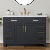 Style Selections Cauley 48-in Black Single Sink Bathroom Vanity with White Cultured Marble Top