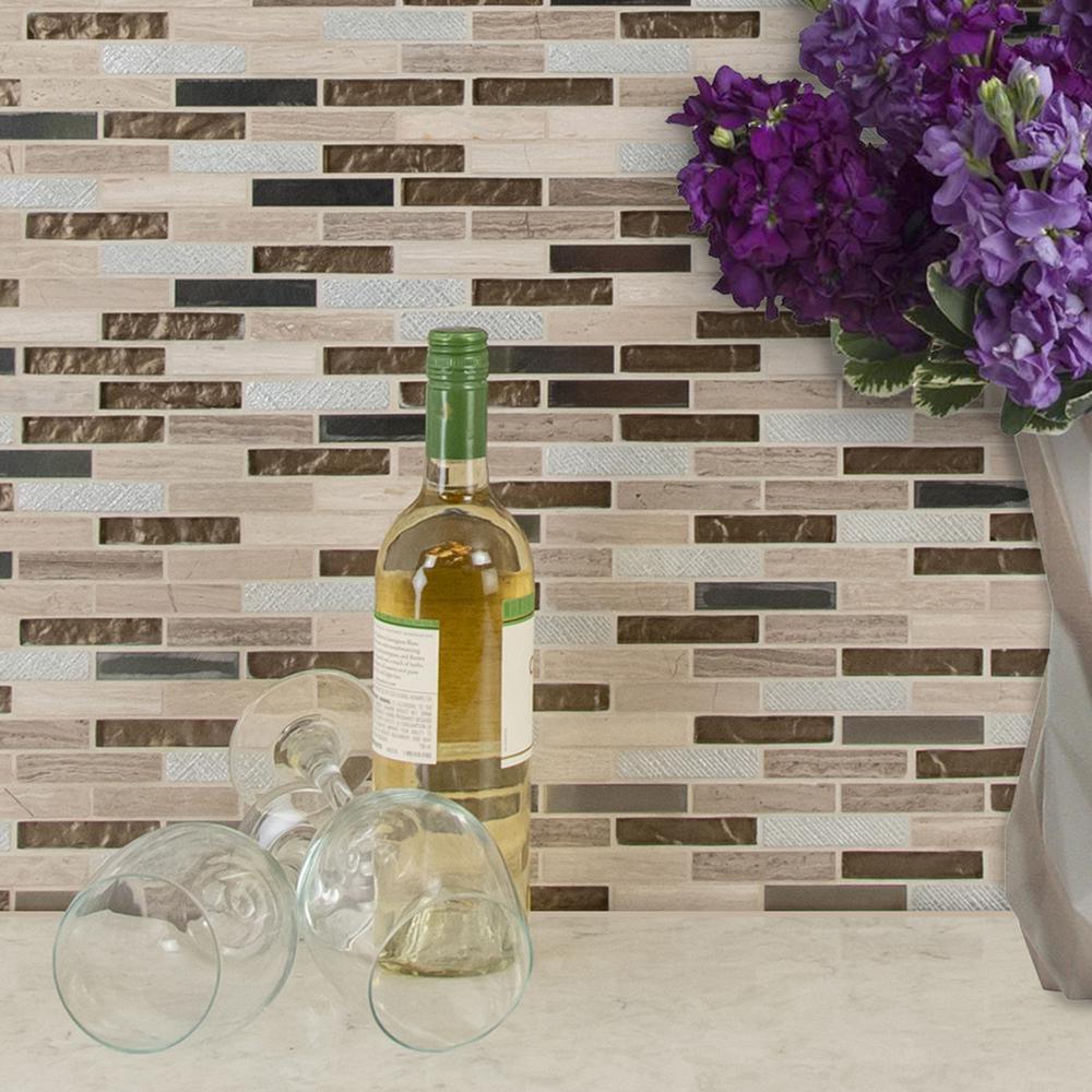 Diamante Brick 12 in. x 12 in. x 8 mm Glass Stone Mesh-Mounted Mosaic Wall Tile (10 sq. ft. / case) - Super Arbor
