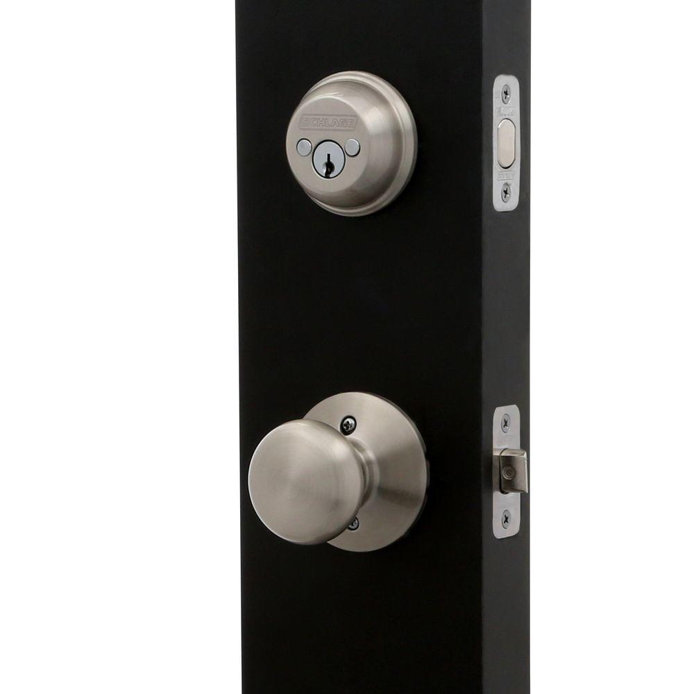 Plymouth Satin Nickel Double Cylinder Deadbolt with Plymouth Knob Door Handleset - Super Arbor