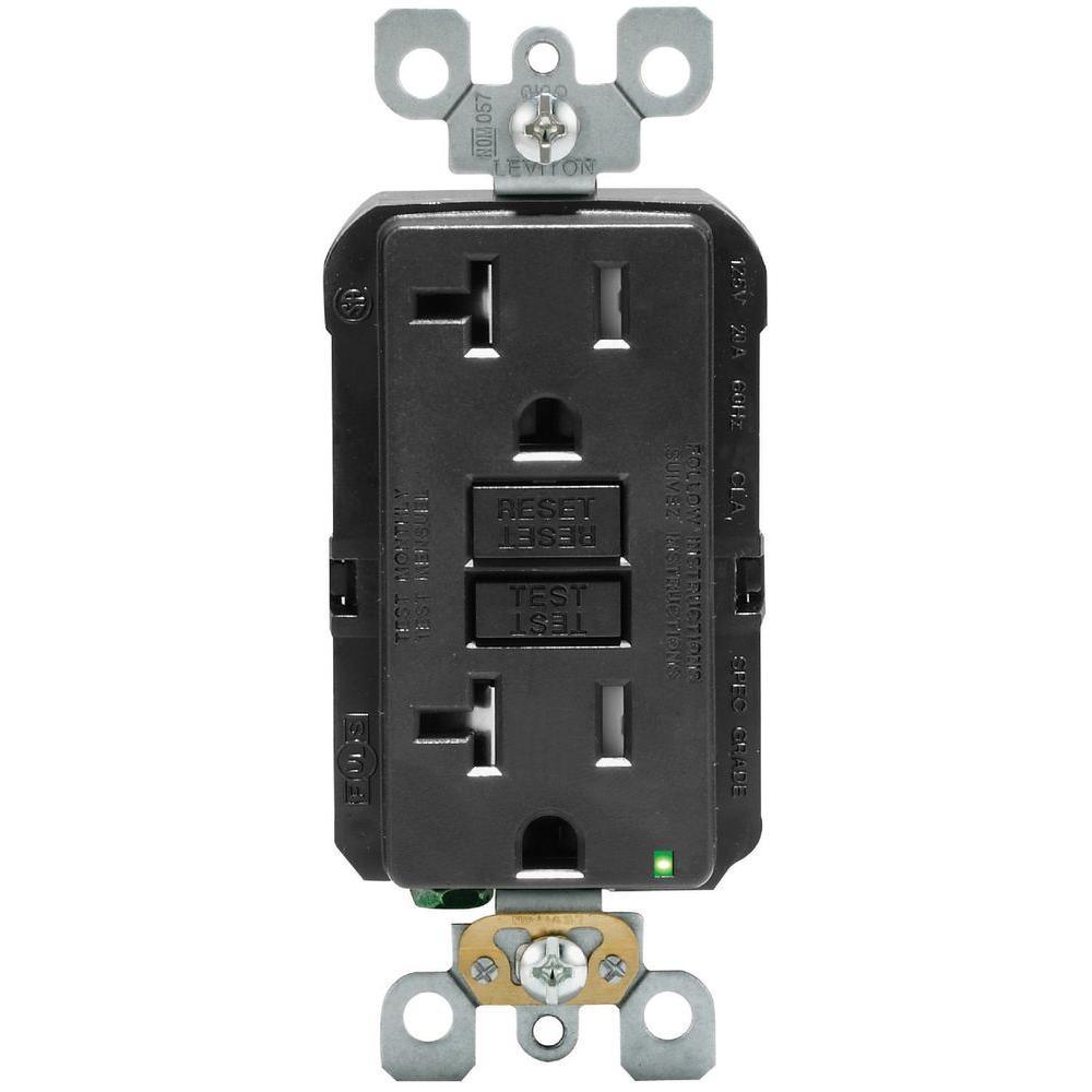 20 Amp 125-Volt Duplex SmarTest Self-Test Tamper Resistant GFCI Outlet, Black - Super Arbor