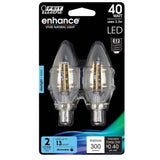 Feit Electric 40-Watt Equivalent CA10 Dimmable Candelabra Clear Glass Vintage Edison LED Light Bulb with Filament Daylight (12-Pack)