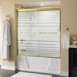 Crestfield 60 in. x 58-1/8 in. Traditional Semi-Frameless Sliding Bathtub Door in Bronze and 1/4 in. (6mm) Niebla Glass - Super Arbor
