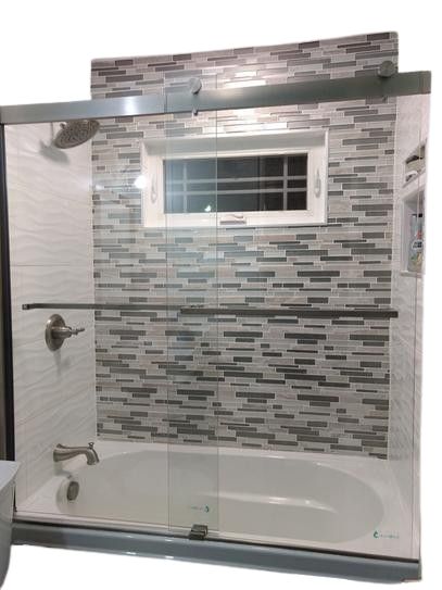 DreamLine Sapphire 56-60 in. W x 60 in. H Semi-Frameless Bypass Tub Door, Brushed Nickel