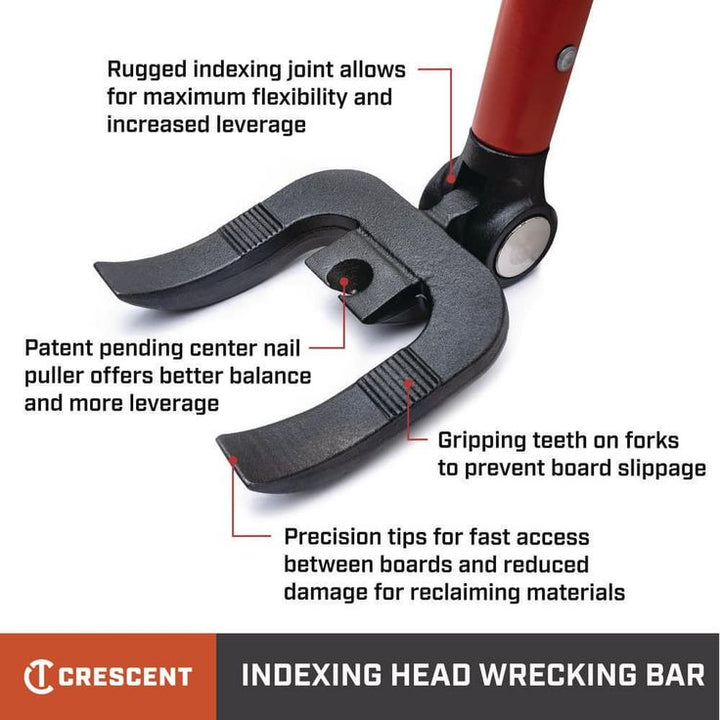 Crescent Bull Bar 44 in. Indexing Head Deck Removal Demo Wrecking Bar