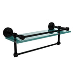 16 in. L  x 5 in. H  x 5 in. W Clear Glass Bathroom Shelf with Towel Bar in Polished Nickel - Super Arbor